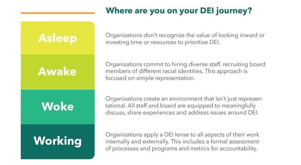Infographic on the 4 stages of the DEI journey