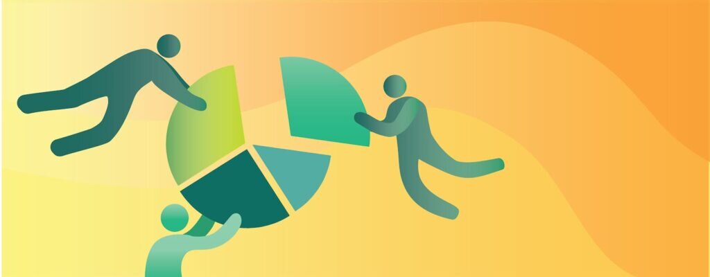 Graphic of people collaborating to make a whole