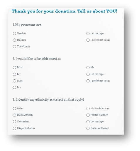 Screenshot of self-disclosure demographic survey