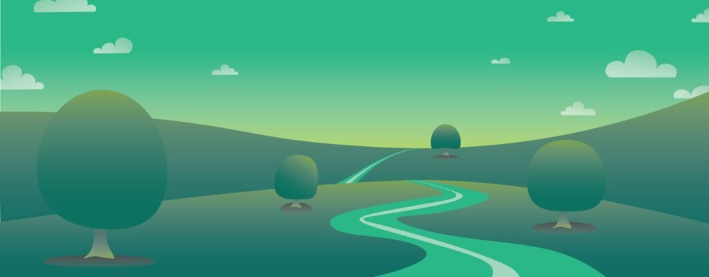 futuristic illustration of a winding road