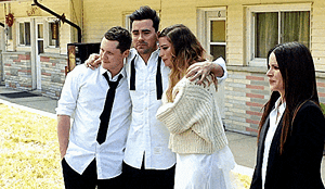 Schitts Creek family hugging