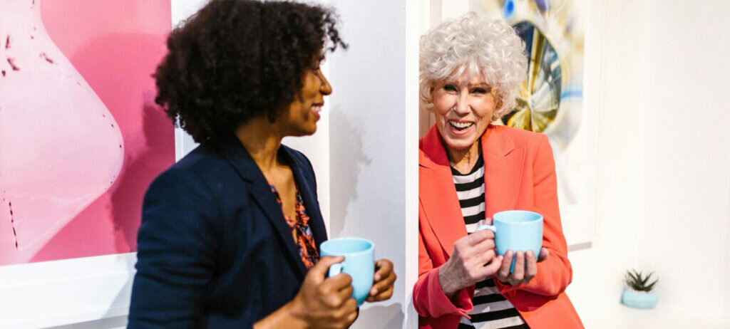 Two women laughing